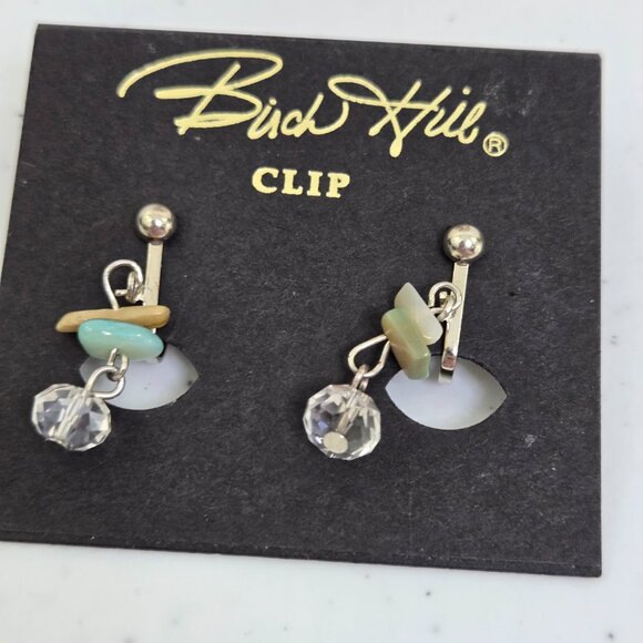 Birch Hill Necklace Set Clip On Earrings Shell Beach Abalone Beaded Multi Strand - Picture 2 of 10